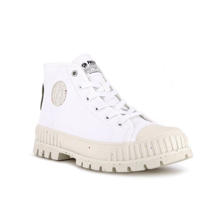 Palladium Pallashock Mid Organic Women's Boots White | UK I197-HXQ